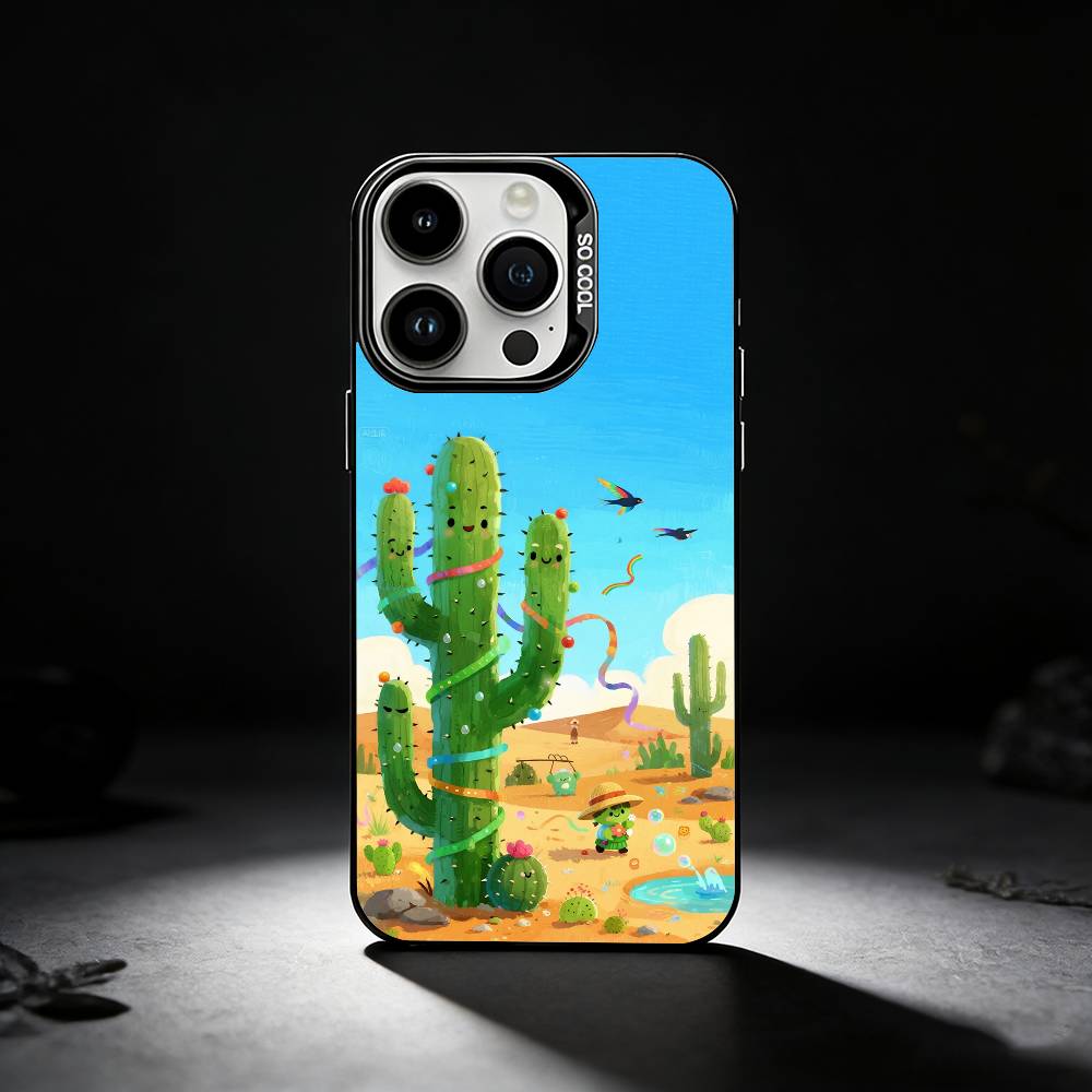 

Desert Cactus Phone Case For iPhone 17,16,15,14,13,12,11 Plus,Pro Max,XS,Colored silver phone case iPhone13PROMAX