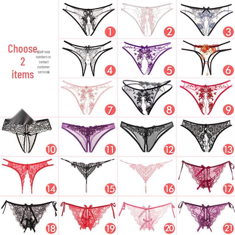 Seductive Japanese Lace Open Crotch Panties Set