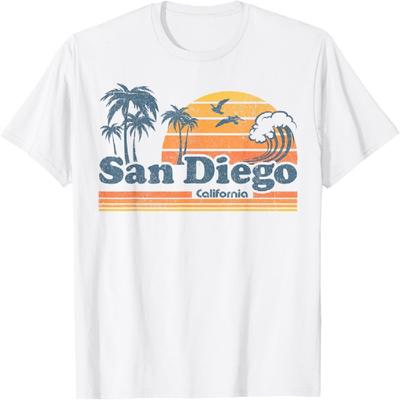 San Diego California Beach Vacation Cute Vintage Cali Retro T-Shirt for Men Women Girls Kids