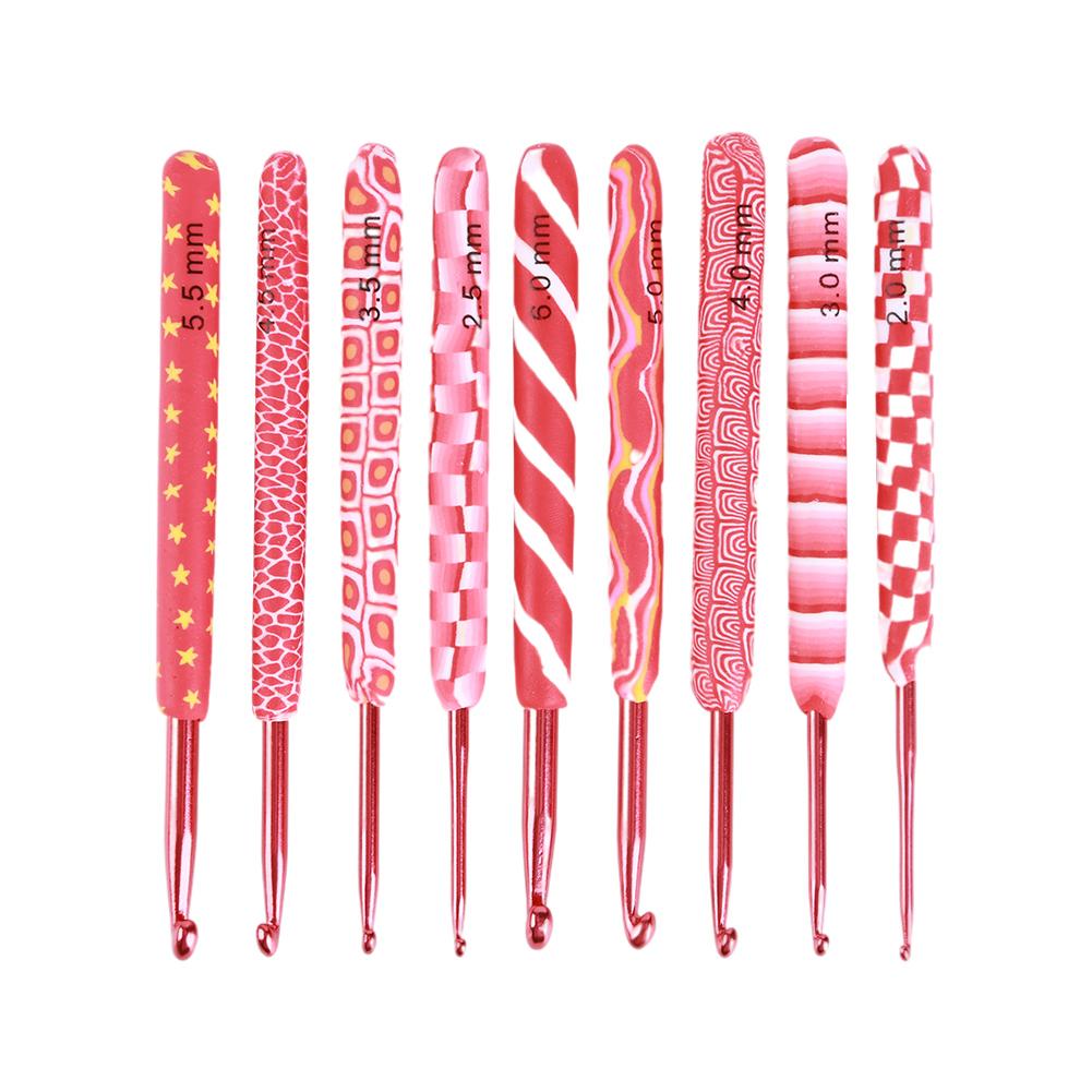 9pcs Colorful Soft Alumina Crochet Hooks Knitting Needles Set 2-6mm Crochet for Weave Sewing Needles Handmade DIY Craft Tool
