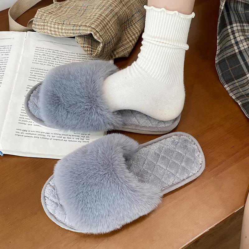 Dicke Flauschige Fell Hausschuhe Warme Pelzigen Hausschuhe Frauen 2024 Neue Frauen Winter Haus Flip-Flops Hause Rutschen Flache Innen Boden schuhe