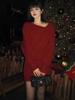 Red Glitter Atmosphere Knit Sweater Dress - Slimming Autumn/Winter Fashion for Women