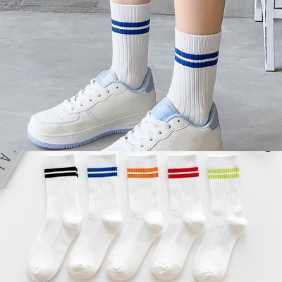 Unisex Muži Žena Ponožky Ležérne Móda Pruhované Vysoko kvalitné bavlnené ponožky Ženy Mäkké Priedušné Harajuku Streetwear Biele ponožky