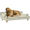 Divano per Cane Gatto Design Scandinavo Morbido Cuscino Rimovibile Gambe in Legno Massiccio 100 x 62 x 32 cm Beige