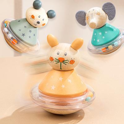 Wooden Cartoon Cute Animal Large Tumbler Wooden Rattle Bed Bell Baby Baby Educational Toy