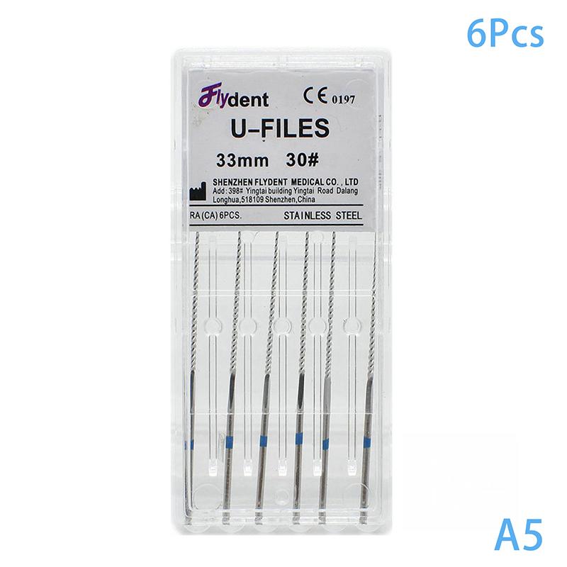 

6Pcs Dental Ultrasonic U-Files Staniless Steel 33Mm Root Canal Endodontics Instruments Ultrasonic Files Dentistry Lab