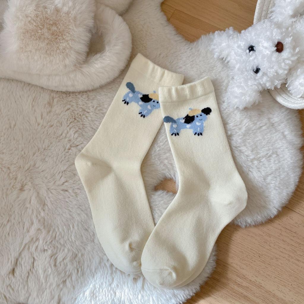 Damen Herbst- und Winter Verdickte Warme Süße Niedliche Cartoon Hund Wolle in Den Kniestrümpfen