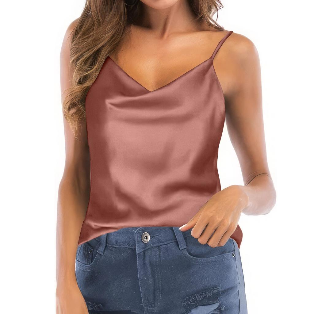 Vestă subțire, fără mâneci, cu bretele spaghete, de culoare solidă