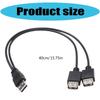 Double USB2.0 A Female Hub Splitter Cable 40cm Length USB2.0 Active/Passive Adapter Cord For Multiple Devices