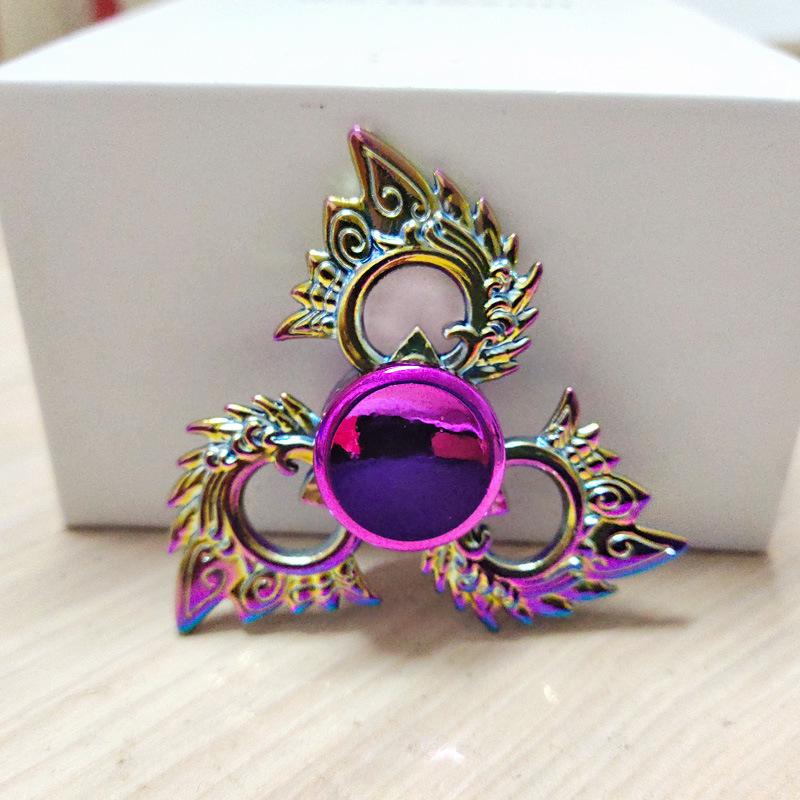 Colorful Zinc Alloy Fidget Spinner: Black Tech Stress-Relief Toy for Students and Kids.