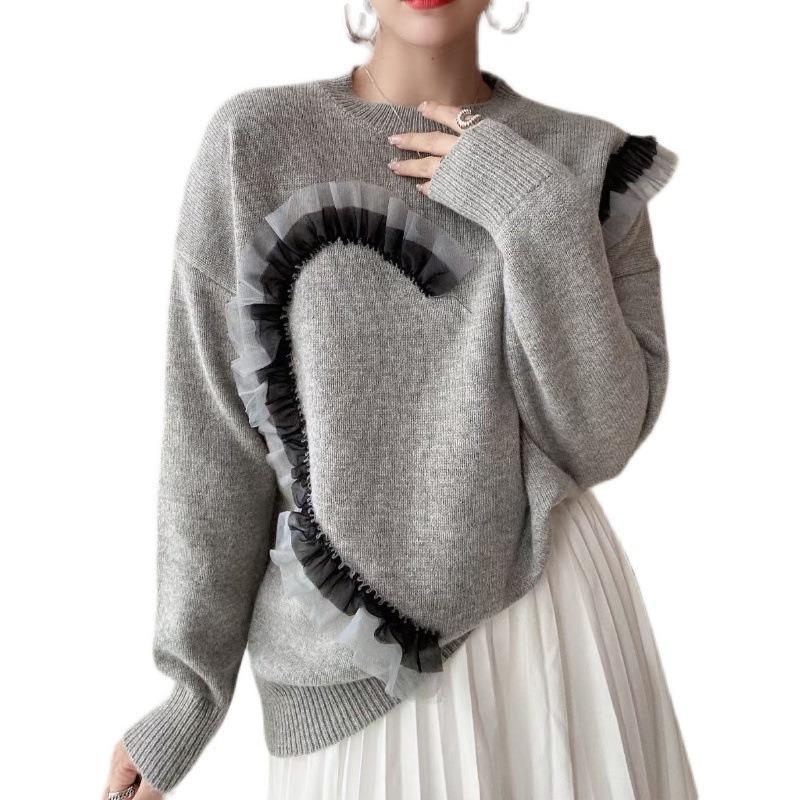 Toamnă și iarnă nou stil blând casual modă pulover tricotat design de nișă temperament pulover femei