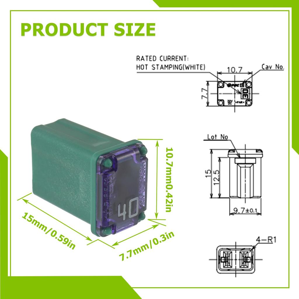 15A 20A 25A 30A 40A 32V FMM MCASE Micro Cartridge Fuses Low-Profile Fuses Kit(Pack of 10pcs)
