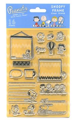 Kodomonokao Snoopy Clear Stamp Sheet Frame and Characters 2209-003