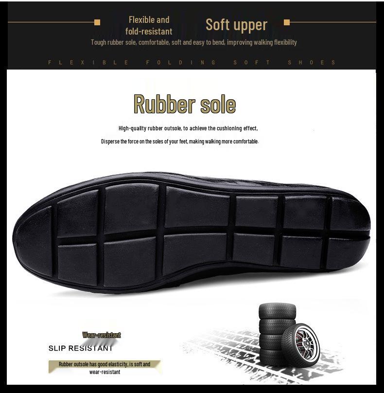 Summer Men's Leather Casual Moccasins - Comfortable Black/Brown Slippers for Driving & Work