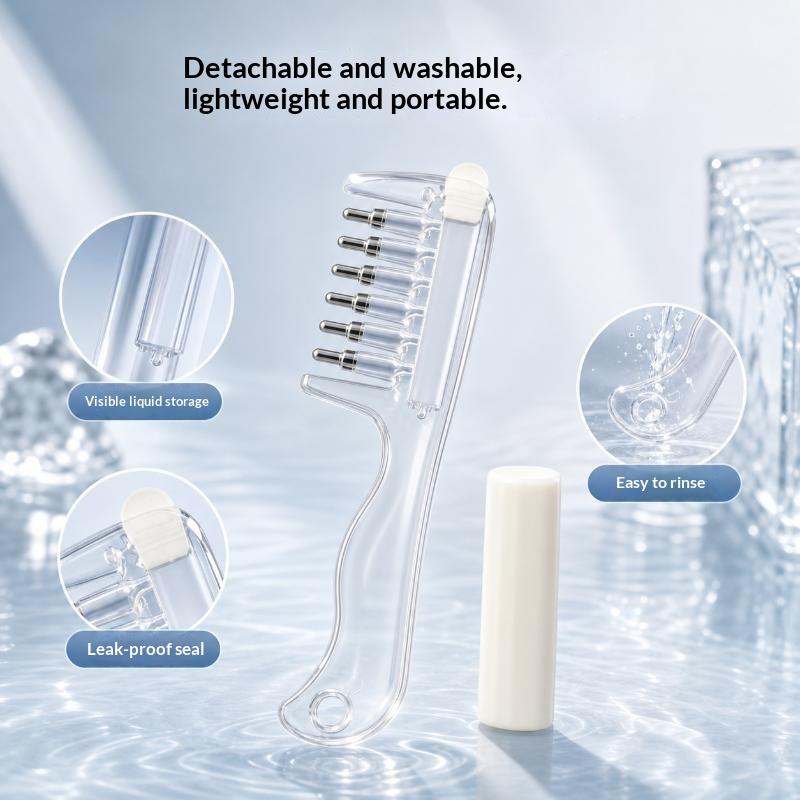 Transparent Essential Oil Massage Comb Unisex Built-In Liquid Applicator Suitable for Curly Straight All Hair Types