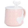 400ml Cute Bowknot Ceramic Tea Milk Water Cup Coffee Mug with Lid Stainless Steel Spoon for Home Holiday Gifts