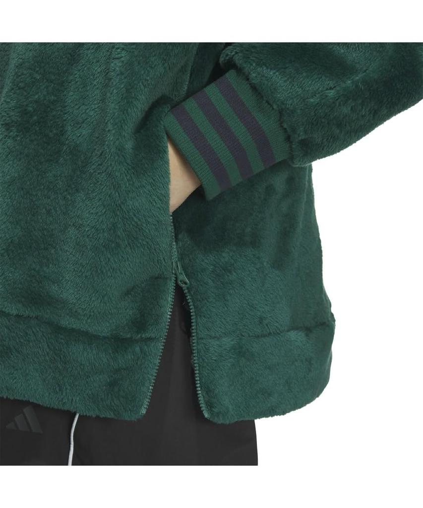 Adidas Beyond the Stripes KTX62 Loose Fit Shaggy Crew Neck Pullover College Green Size Women's Sweatshirt, (JG8138), J/M