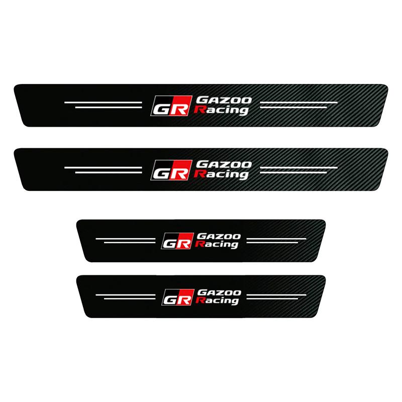 Car Door Sill Scuff Plate Decor Carbon Fiber Stickers Tire Valve For Toyota GR Corolla Yaris Aygo Prius RAV4 Crown Camry Auris