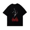 Skelett Feuer Y2k Street Fashion Trend Lässiges T-Shirt Unisex und Damen Luxusmarke Oberteil