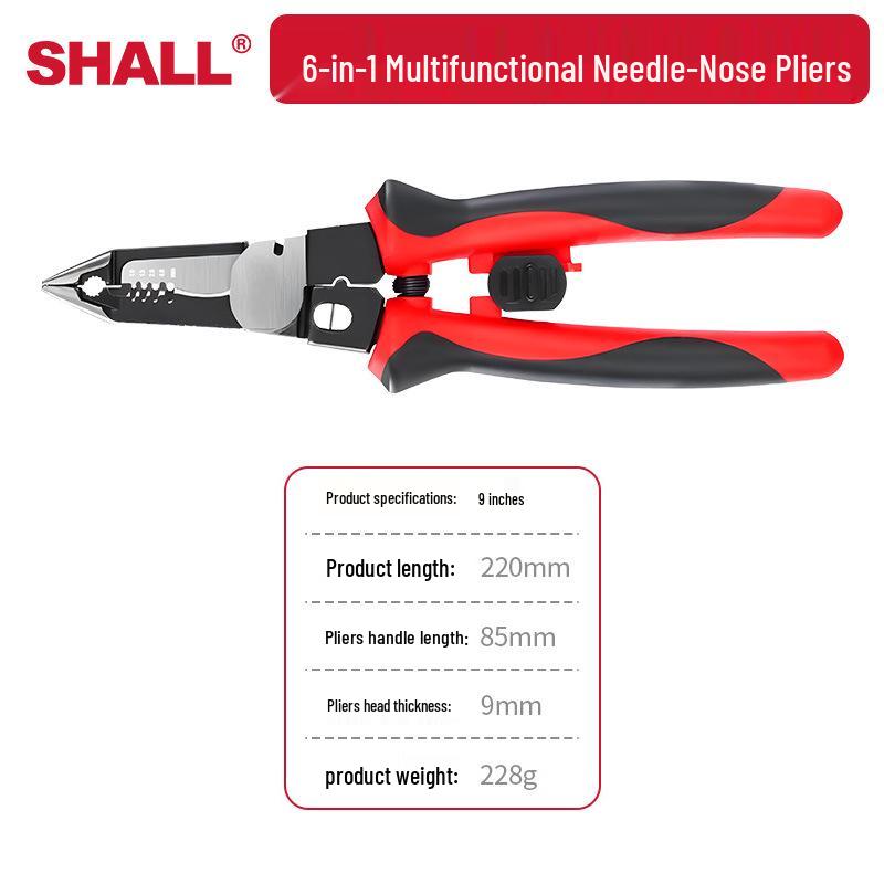 

Универсальный многофункциональный инструмент электрика 9-в-1: Инструмент для снятия изоляции, резак, кримпер и плоскогубцы с острыми губками.