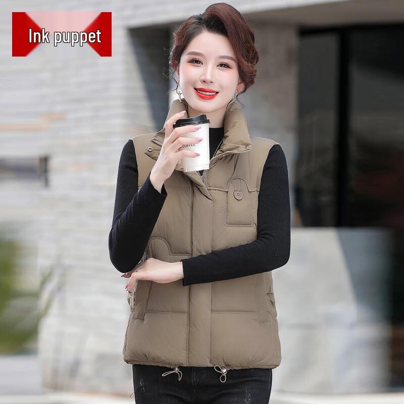

Women s Stand-Up Collar Short Warm Vest 3XL