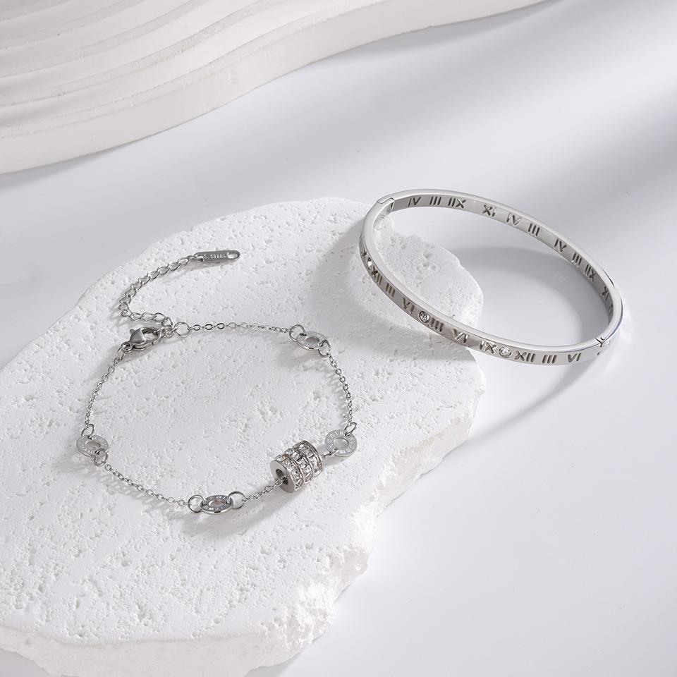 Classical Luxury Diamond-inlaid Roman Numeral Decorative Bracelets Suitable For Summer Travel And Fashionable Zircon