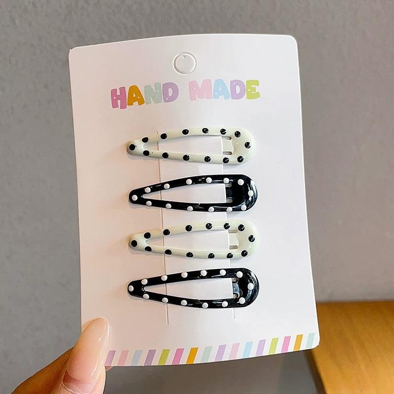 4/8pcs Harajuku Black White Polka Dot Hair Clip for Women Girls Hairpin Sweet Cute Star Side Clips Girl Hairpin Hair Accessories