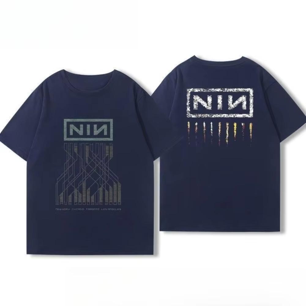 25 Top Mens and Womens Cotton Coat Nine Inch Nails Nine Inch Nails Surrounding Rock and Roll Band Printed Short Sleeve Tshirt