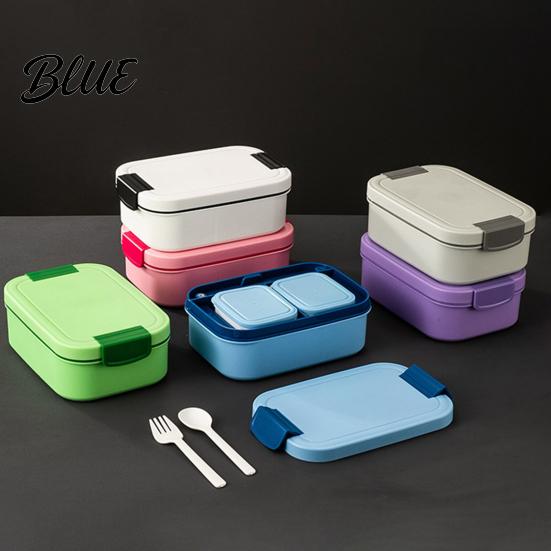 Microwave Safe Meal Prep Containers Double Layer Lunch Box with Sauce Container And Tableware  Leak Proof Stackable Food Multipurpose Kitchen Storage