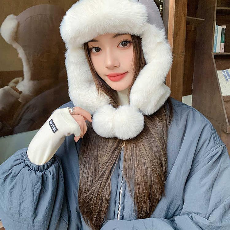 Hat men's and women's winter velvet thickened ear protection hat cycling outdoor skiing ins warm and cold cotton hat