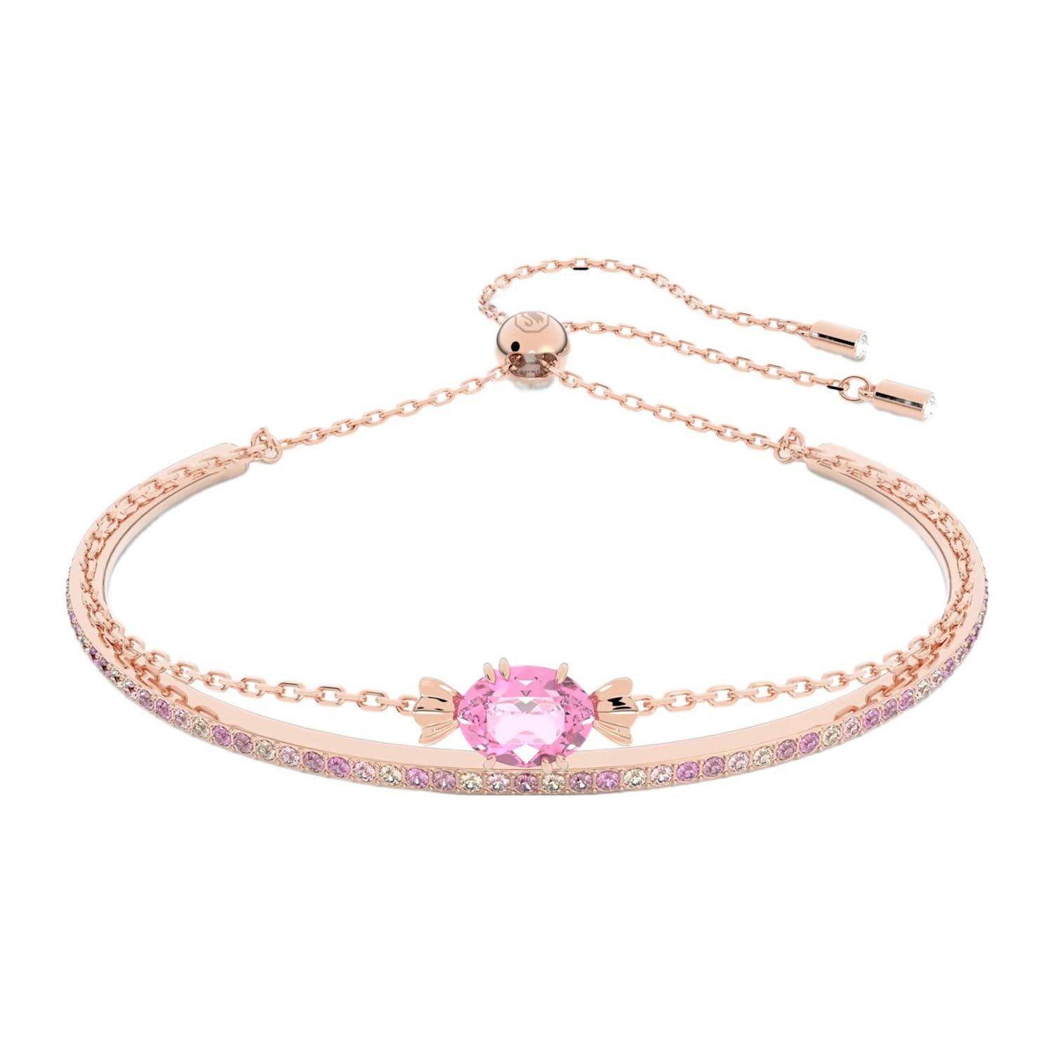 Swarovski Gema Candy Pink Rose Gold Tone Crystal Bracelet Women bracelet 5630874 Box (Random Color),M