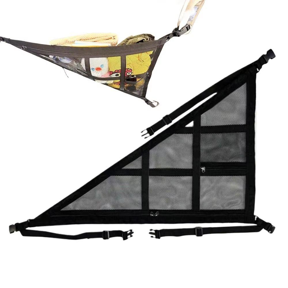 

Adjustable Triangular Ceiling Storage Bag Double-layer Mesh Roof Organizer Caravans Black 70*50cm