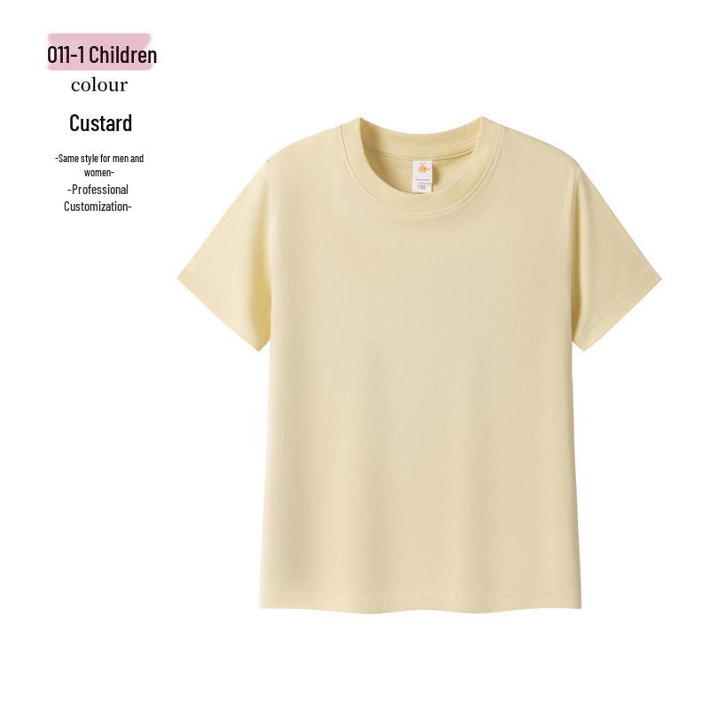 Custom Pure Cotton Round Neck Polo Shirts - Short Sleeve Parent-Child Wear XXL - 130