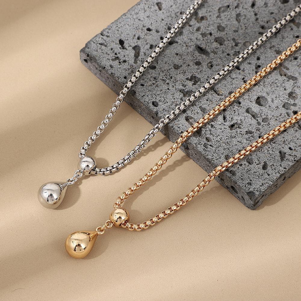 European and American water drop pendant niche design O-chain smooth fashion trendy necklace alloy jewelry rose gold