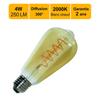 LED Filament Bulb E27 Vintage ST64 4W 250Lm 2000K - 2 Year Warranty