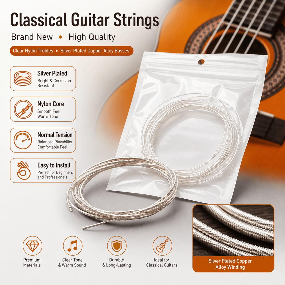 Super Light Tension Classical Guitar Strings Silver Plated Guitar Accessories Parts Accessories