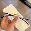 2PCS Anti Blue Light Presbyopia Diamond Trimmed Frameless Photochromic Reading Glasses Glasses Fashionable Business Men Glassess