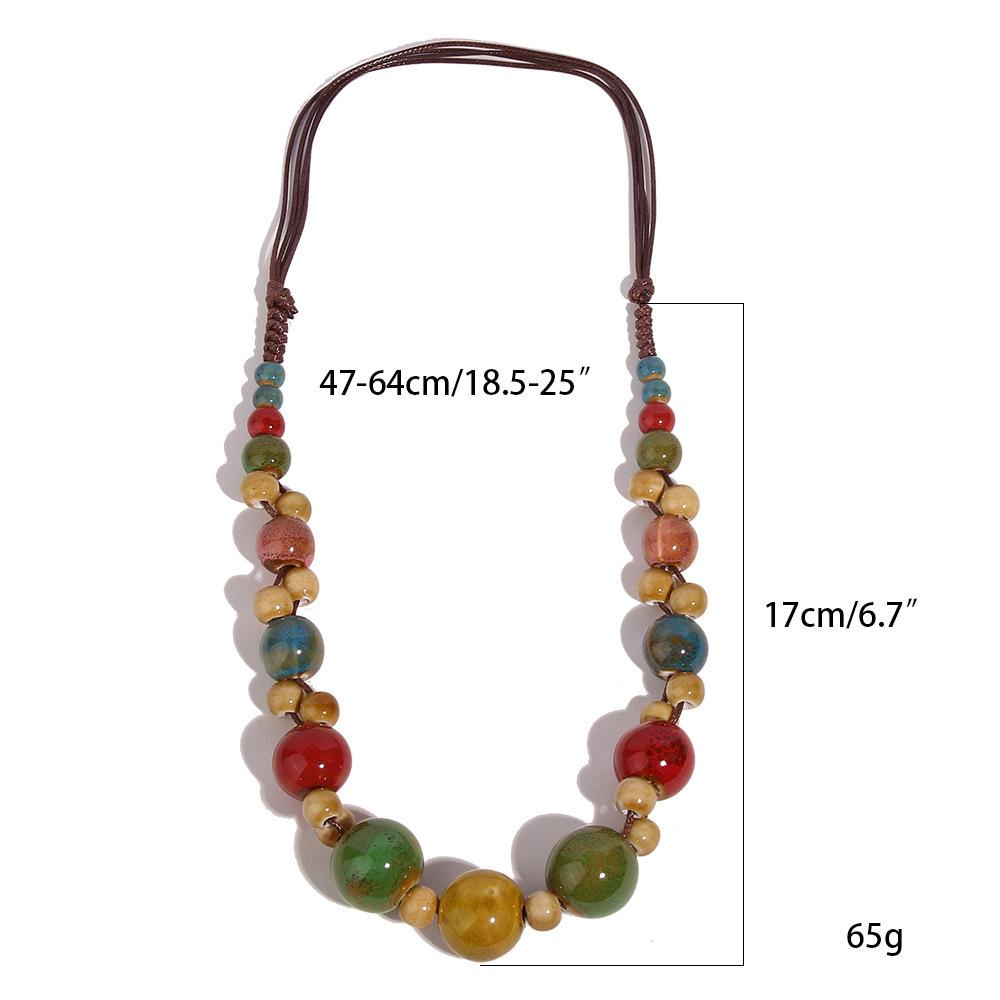 JMXD-Keramický náhrdelník Kreativní Retro Etnický styl Ručně tkaný Řetízok na klíční kost Literární Všestranný Keramické doplňky k náhrdelníku