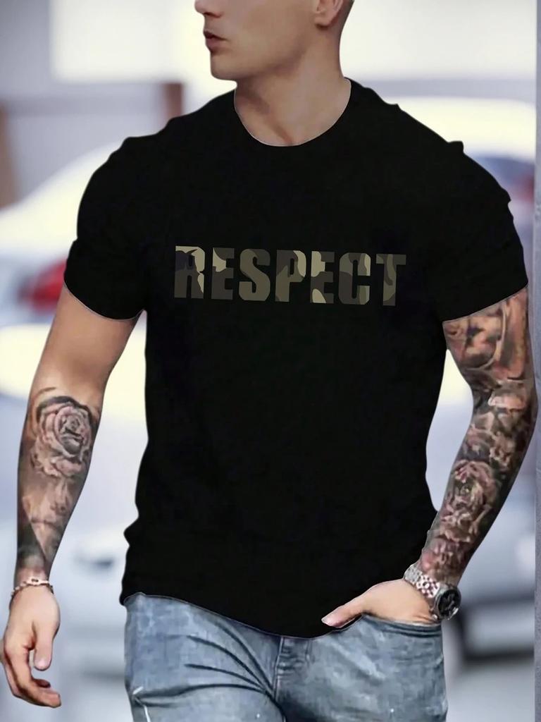 Unisex's Casual Letter Print Round Neck Short Sleeve T-Shirt, Summer