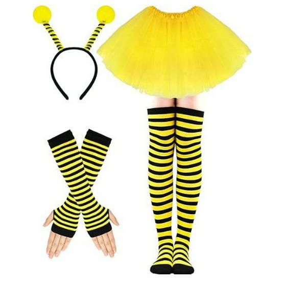 Zestaw Kostiumów Cosplay na Halloween 2026 Pszczoła ze Skrzydłami, Peleryną, Opaską na Głowę i Okularami dla Dorosłych i Dzieci