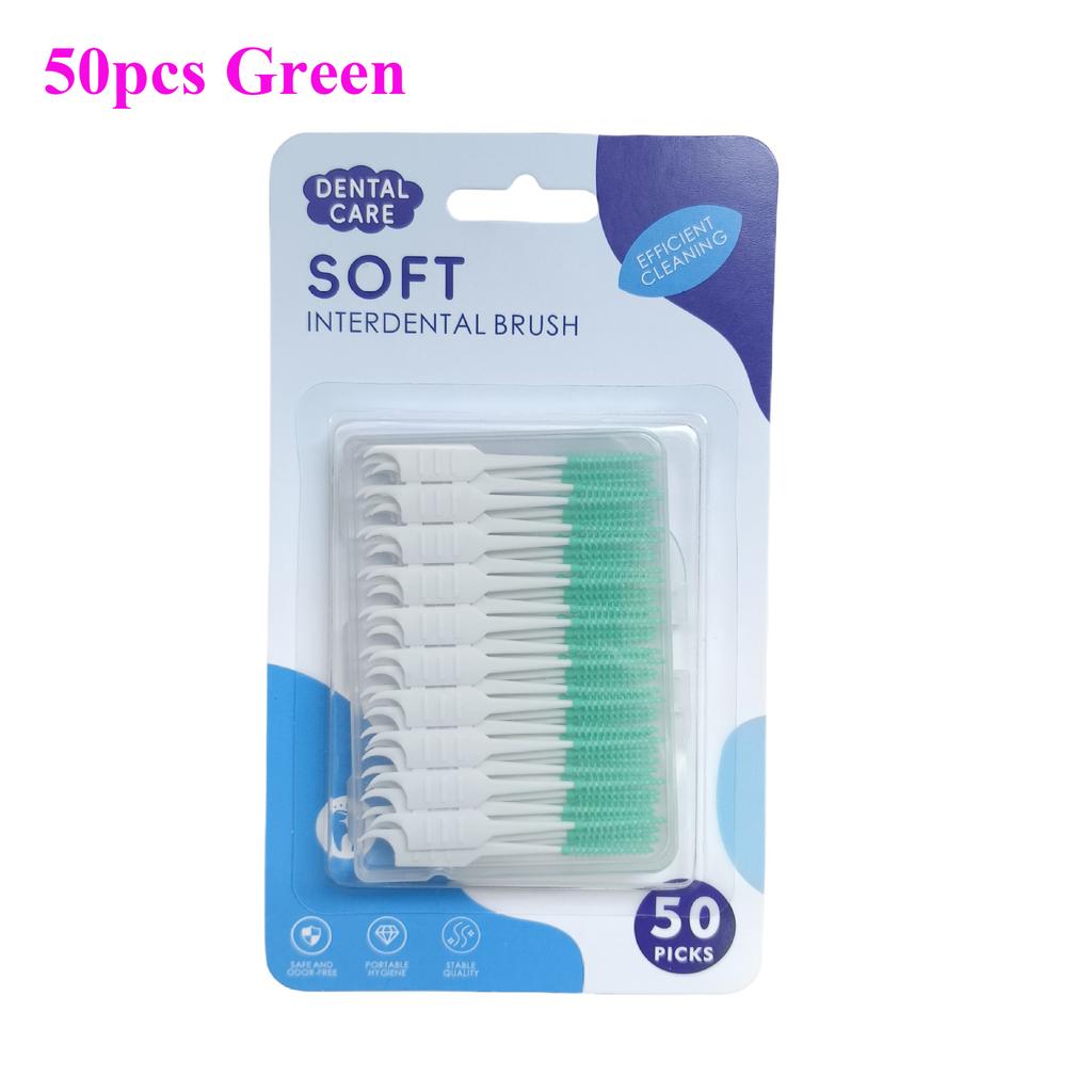 40~150Pcs Silicone Interdental Brush Disposable Dental Floss Picks Cleaning Between Teeth Soft Hilo Dental Brace Brush Toothpick