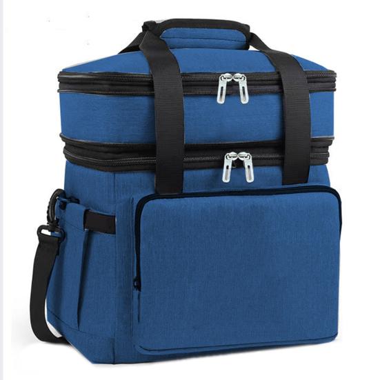 Geantă de prânz izolată, 18 litri, cu două etaje, cutie de prânz mare, reutilizabilă, etanșă și extensibilă.