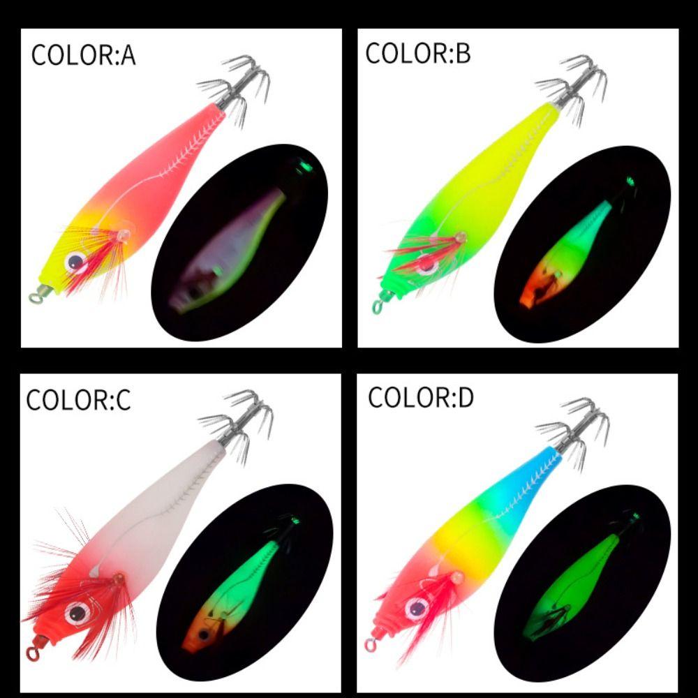 Shrimp 80mm 7g Squid Jig with Sound Beads Horizontal Artificial Calamar Wood Shrimp Webfoot Slow Sinking Lure Sea Fishing