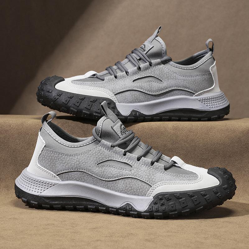 Fashion Autumn 2025 New Men's Shoes Leather Casual Versatile Soft-soled Sneakers Non-slip Wear-resistant Outdoor Low-top Hiking Shoes