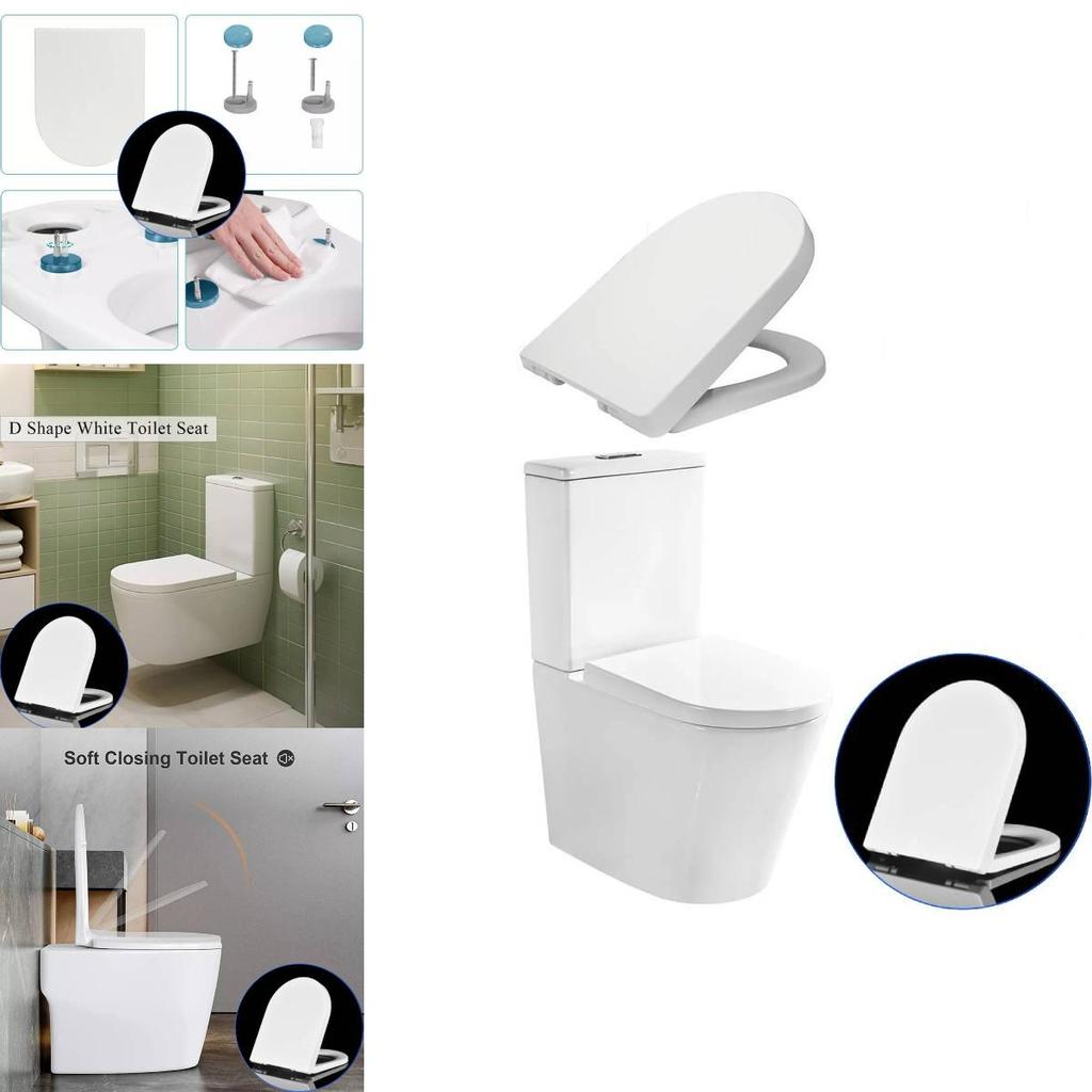 Universal White Toilet Seat Cover Soft Close Quick Install Durable Urea Resin Thick Design