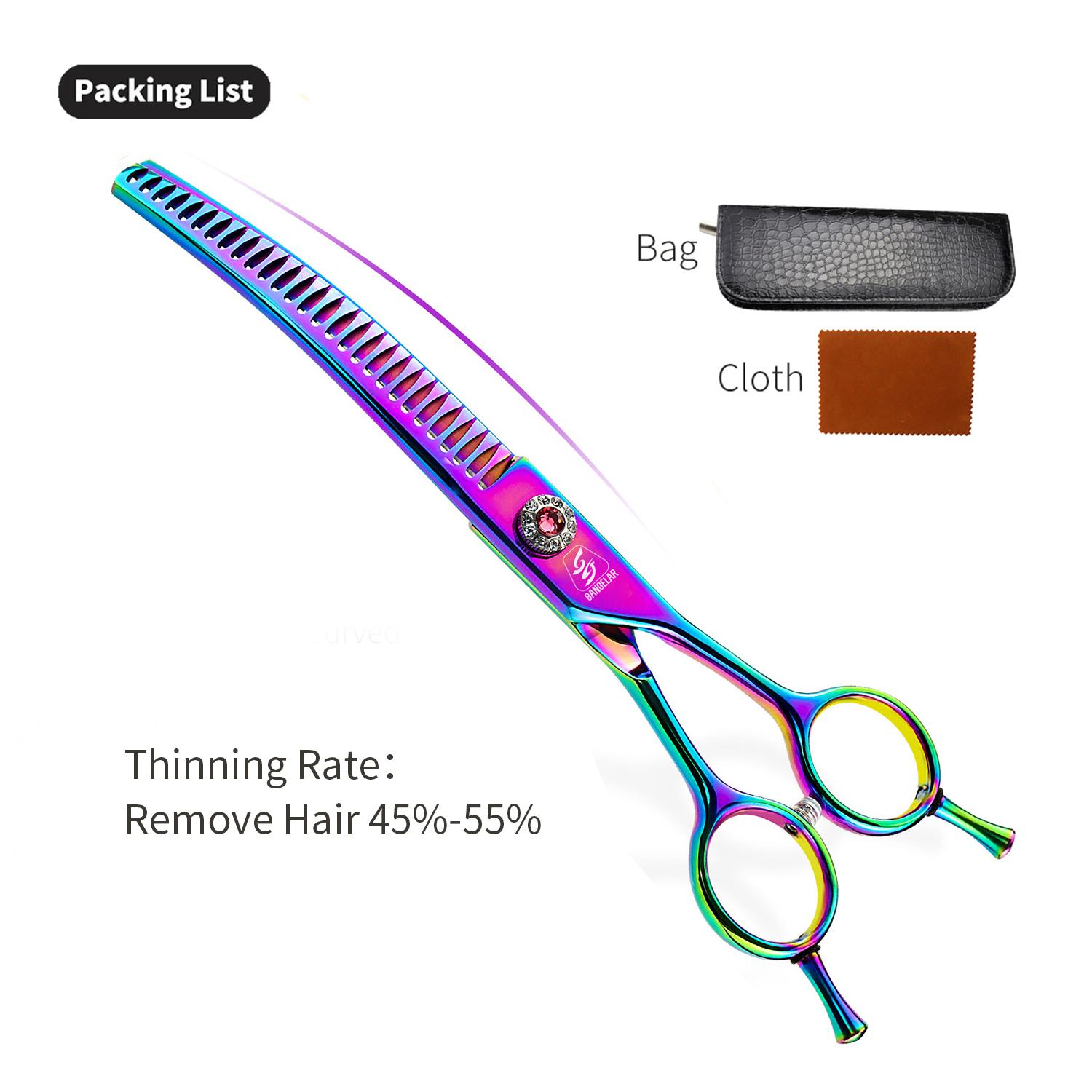 

Филировочные ножницы для домашних животных Sangelar длиной 7 дюймов, красочный дизайн, уровни прореживания 20%-35% и 40%-55%, доступные, стильные, высокого качества, в комплекте футляр Remove Hair 40%-55% разноцветный