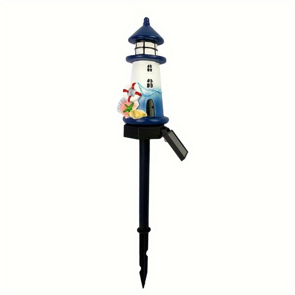 Solar Resin Sea Lighthouse LED Outdoor Lighting Decorative Landscape Light Solar Garden Light Lawn Light Suitable for Garden Lawn Festival Decoration