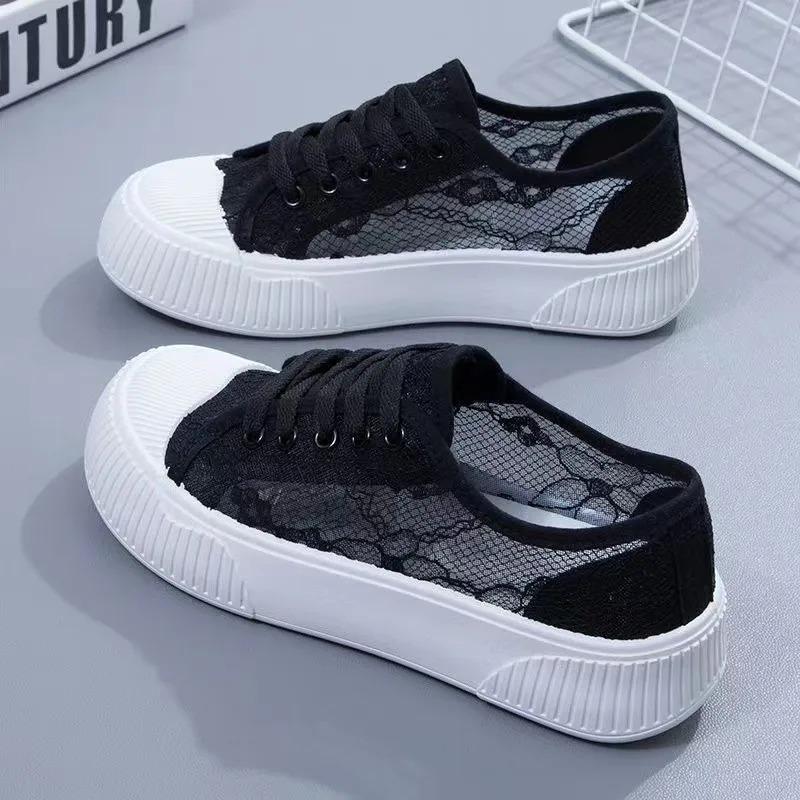 Summer Cleanly Little White Shoes Women New Lace Breathable Dress Fashion Casual Sports Board Shoes Sneakers Women Zapatos Mujer