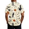Men's Halloween Print Short Sleeve Henley Shirt Casual Round Neck Button Front Top for Seasonal Festive Wear