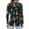 Women's T Shirt Tee Christmas Print Button Long Sleeve Daily Weekend Fashion Basic V- Neck Regular Top